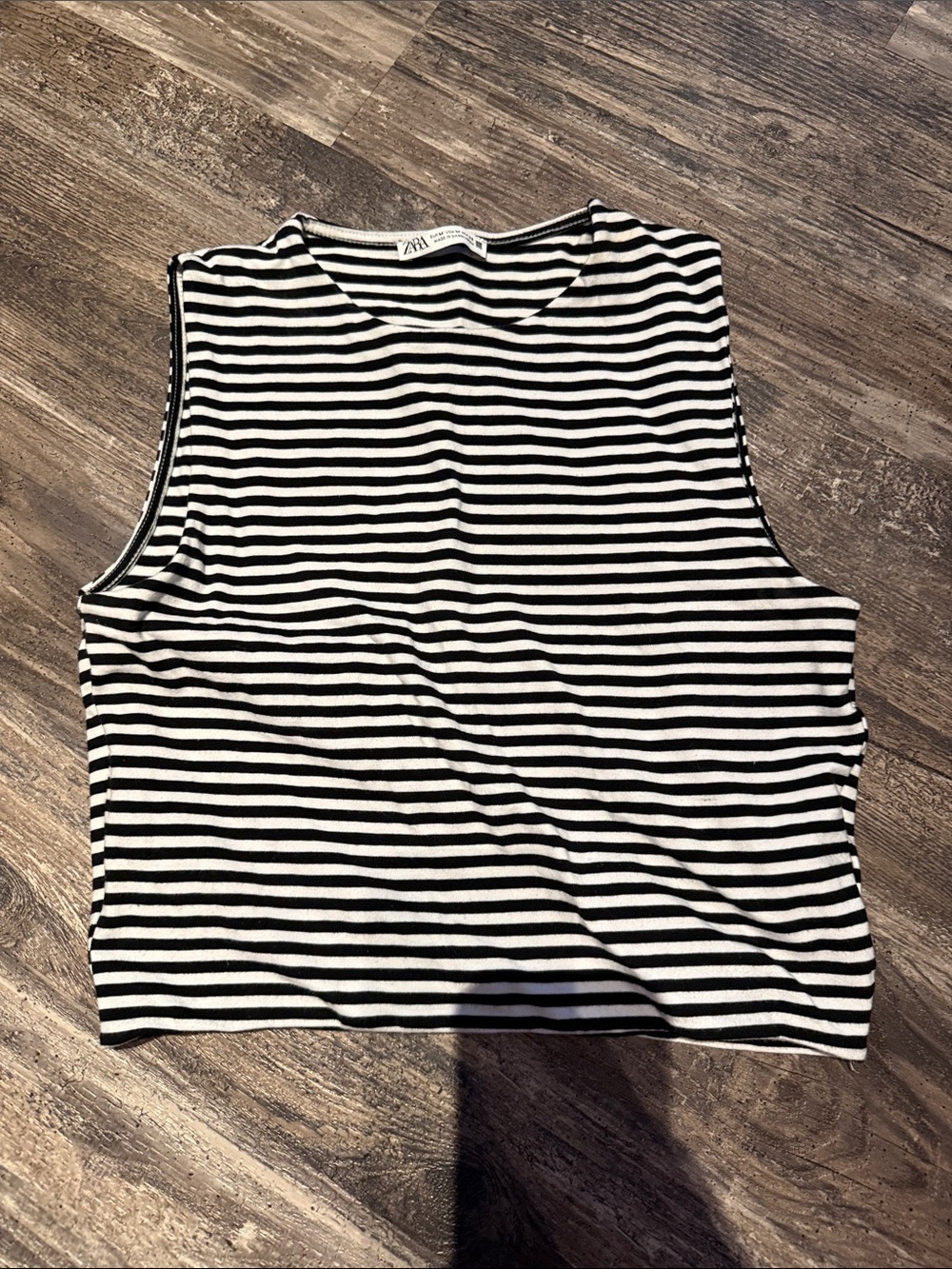 Zara Black and White Striped Sleeveless Tank